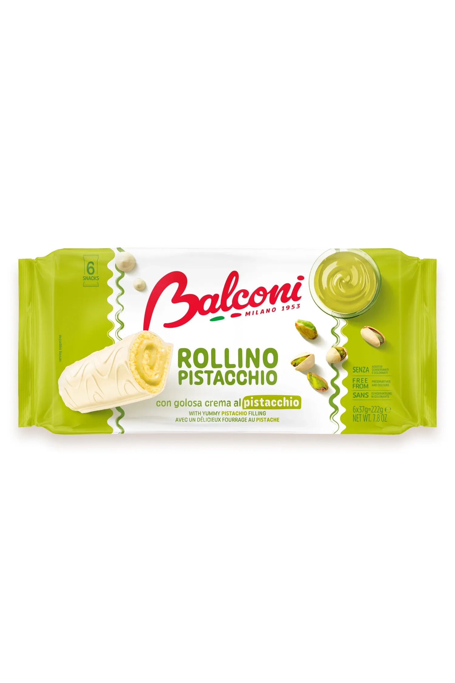 Balconi - ROLLINO PISTACHIO - Sponge Cake Swirl - 6 cakes - 222G
