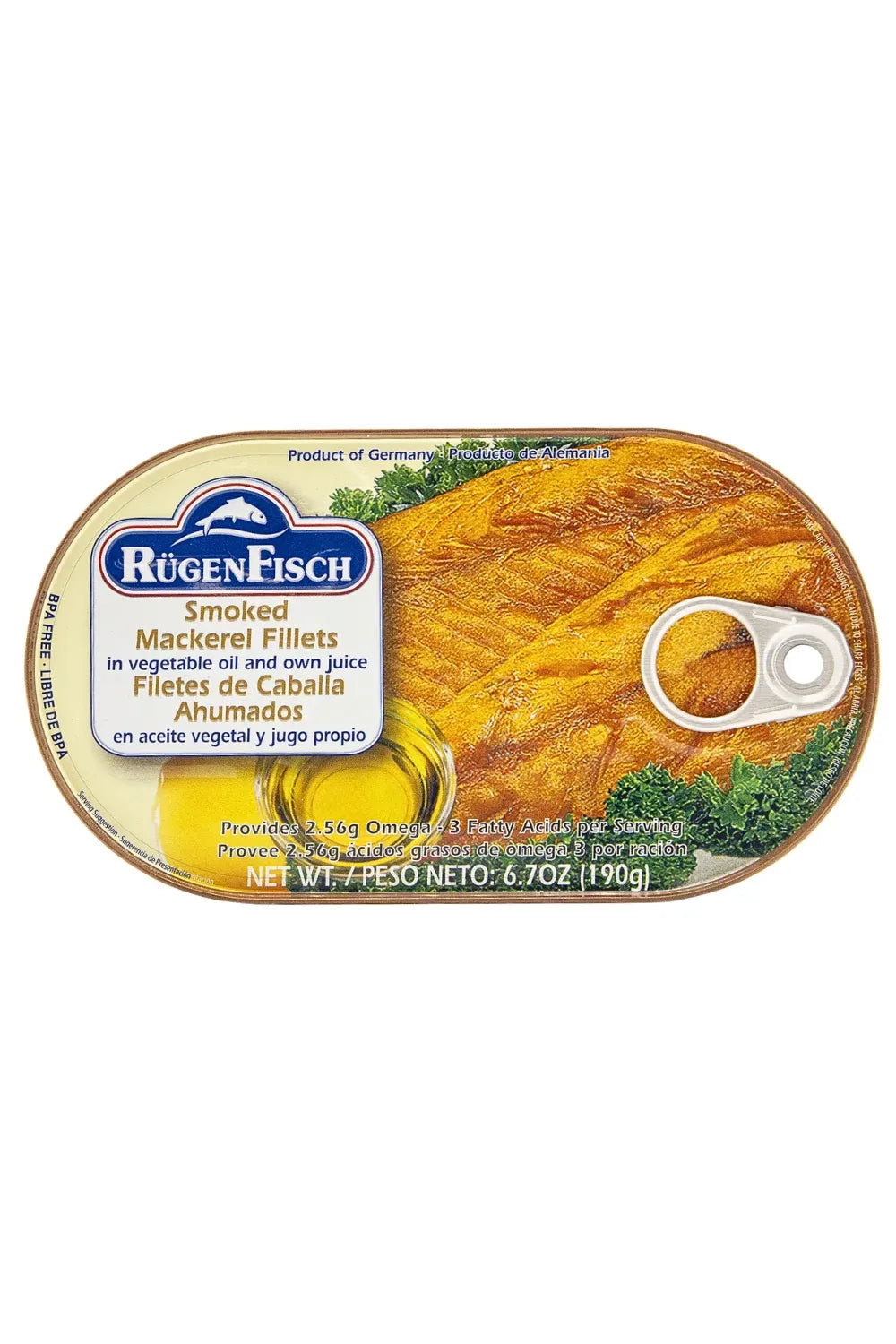 Rugen Fisch - Smoked Mackerel Fillets in Vegetable Oil and Own Juice - 190g