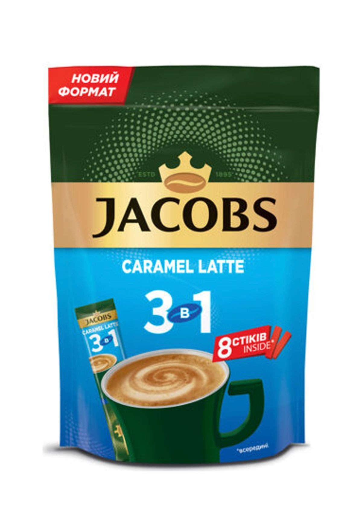 Jacobs Instant 3 in 1 Coffee - CARAMEL LATTE - Bag of 8