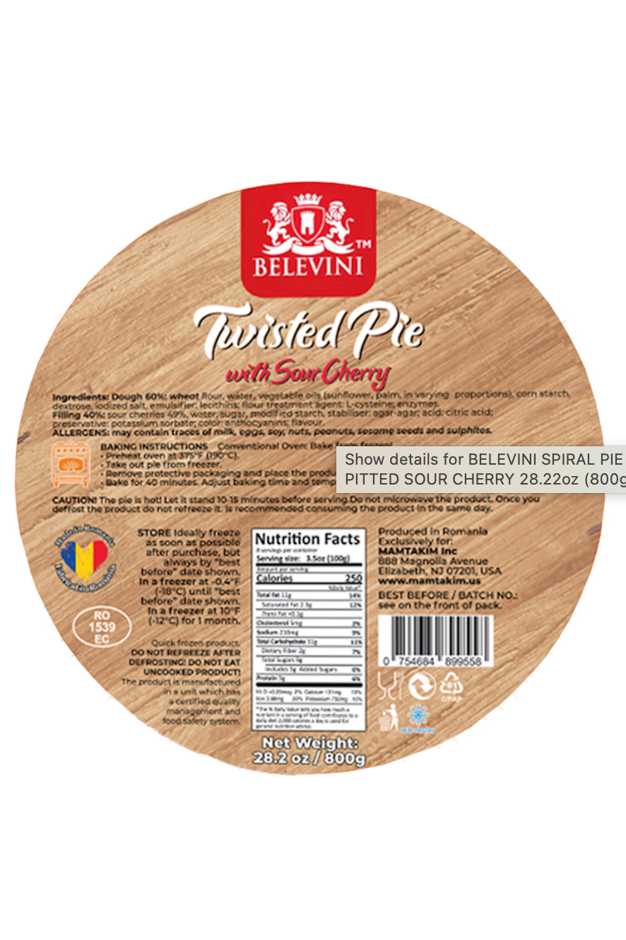 BELEVINI - Traditional Swirl Pie with SOUR CHERRY - 800g