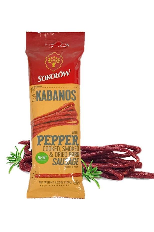 SOKOLOW - Pork KABANOS with Pepper - Made in Poland - 120g