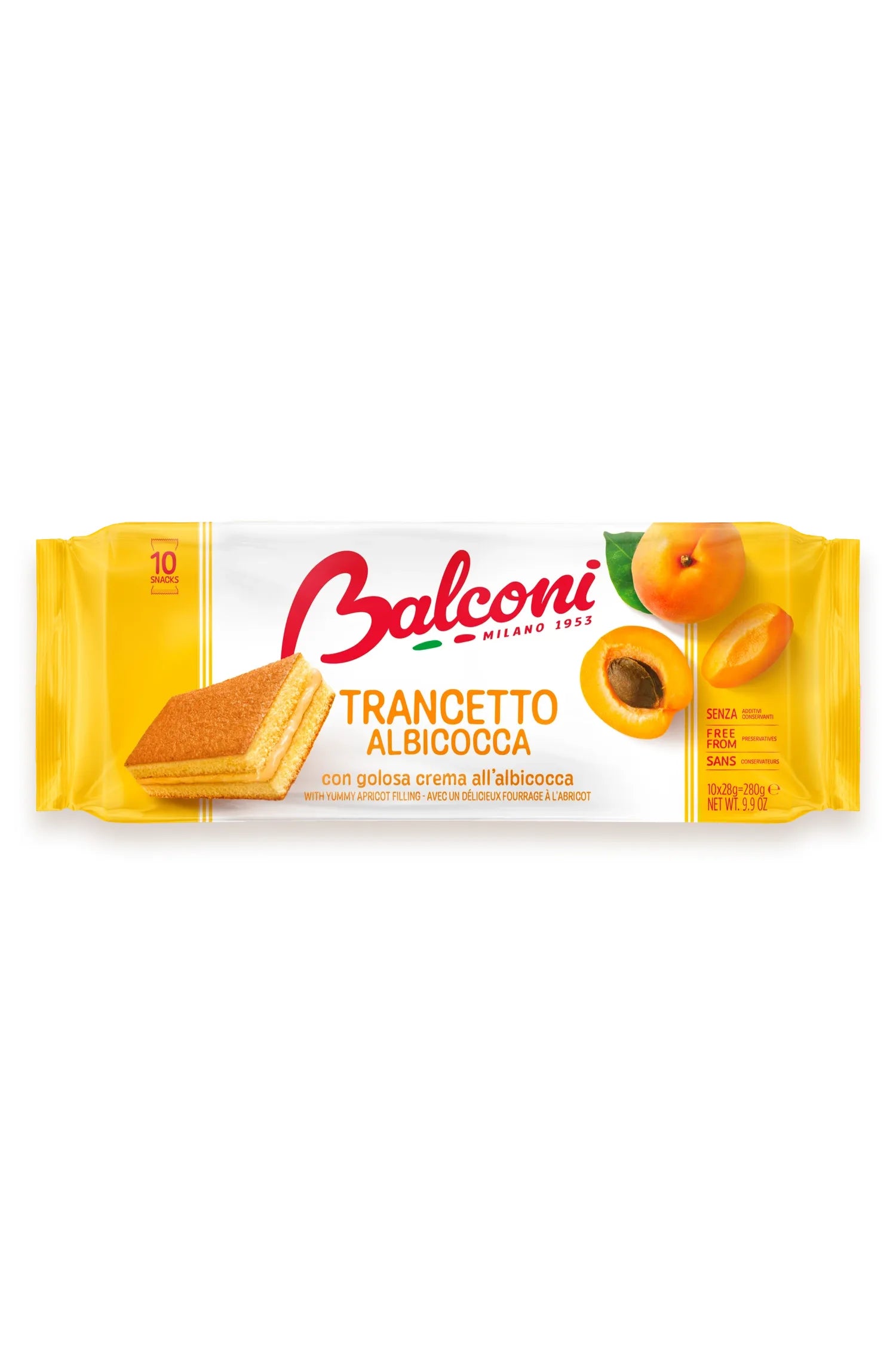 Balconi - TRANCETTO - APRICOT - Soft Sponge Cake 10pcs - 280g