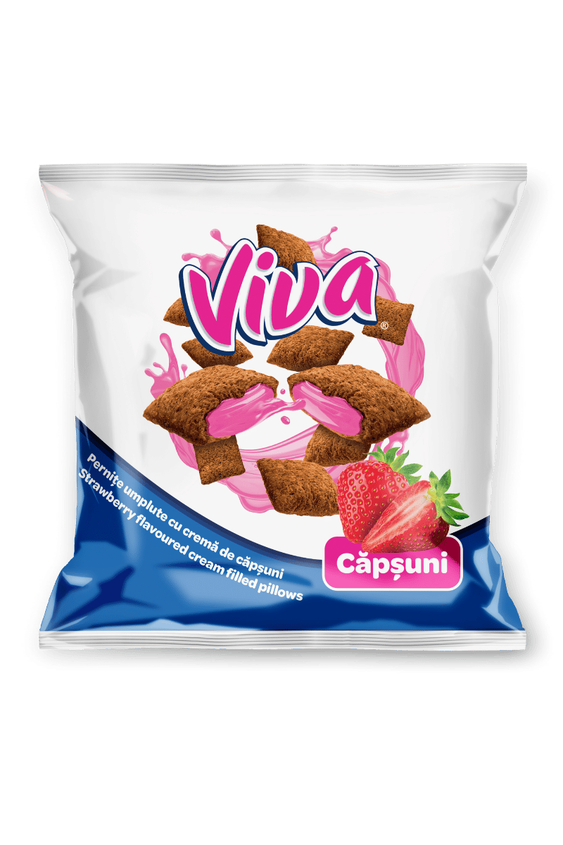 VIVA Snacks – Cream Filled Pillows - STRAWBERRY -  200g