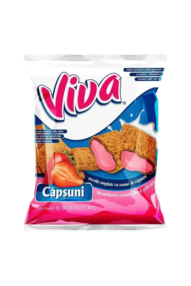 NEW! VIVA Snacks – Cream Filled Pillows - STRAWBERRY -  200g