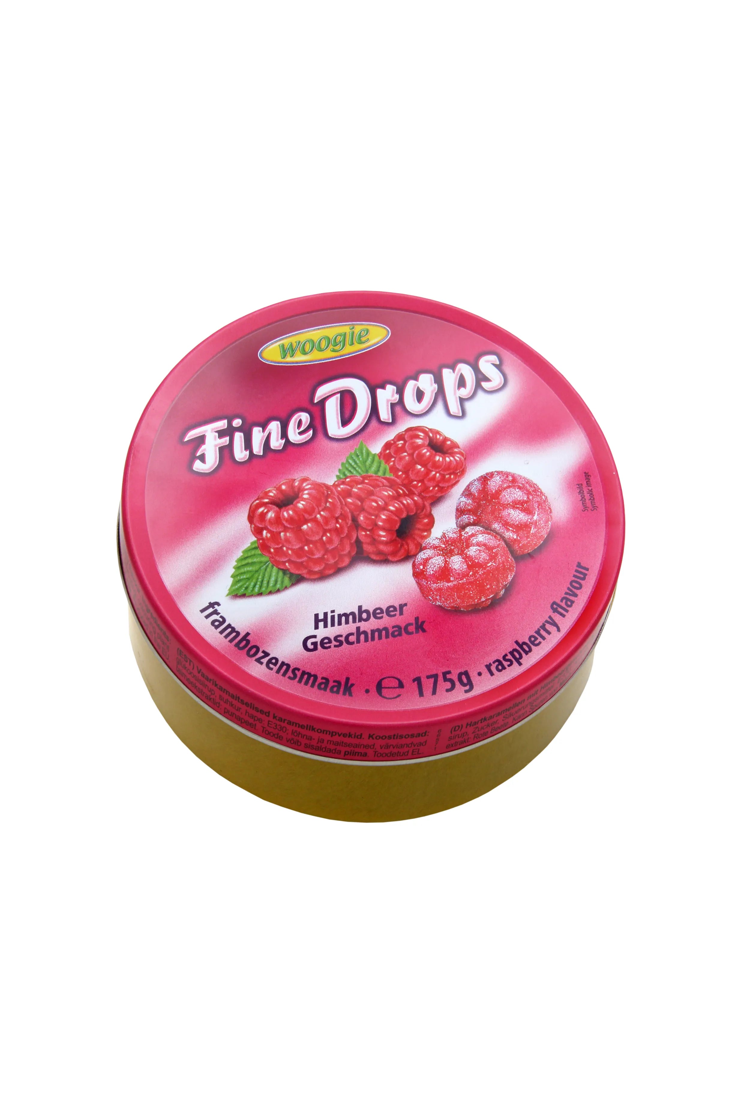Woogie Fine Hard Candy Drops with Raspberry Flavor - 175g