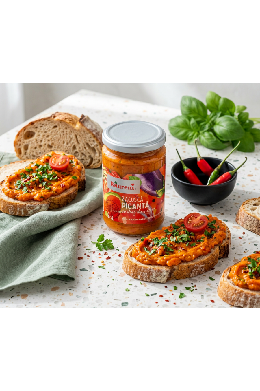 RAURENI - Romanian SPICY Eggplant Spread - Zacusca PICANTA 300g OR 500g