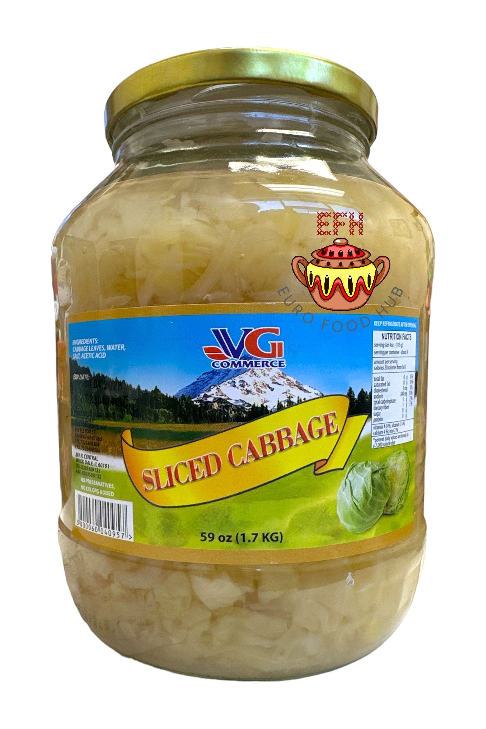 SLICED Sour Cabbage V&G(Sauerkraut) 1.7 kg