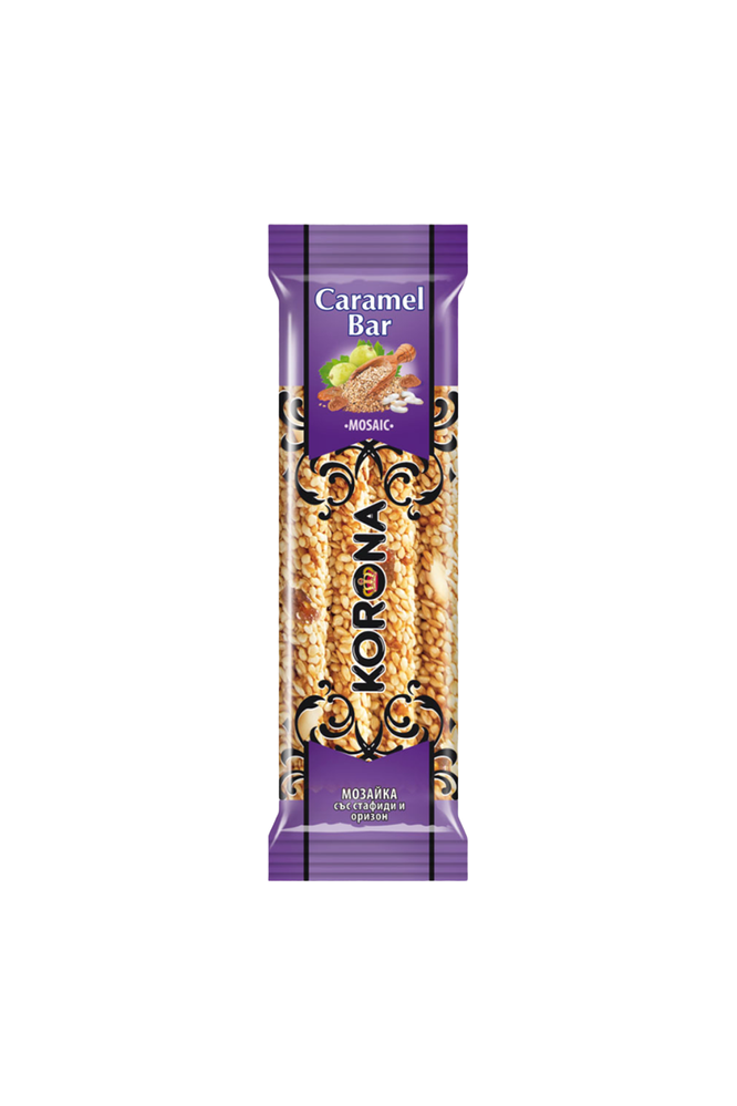 Korona Caramel Sesame Bar - MOSAIC - with Raisins & Puffed Rice