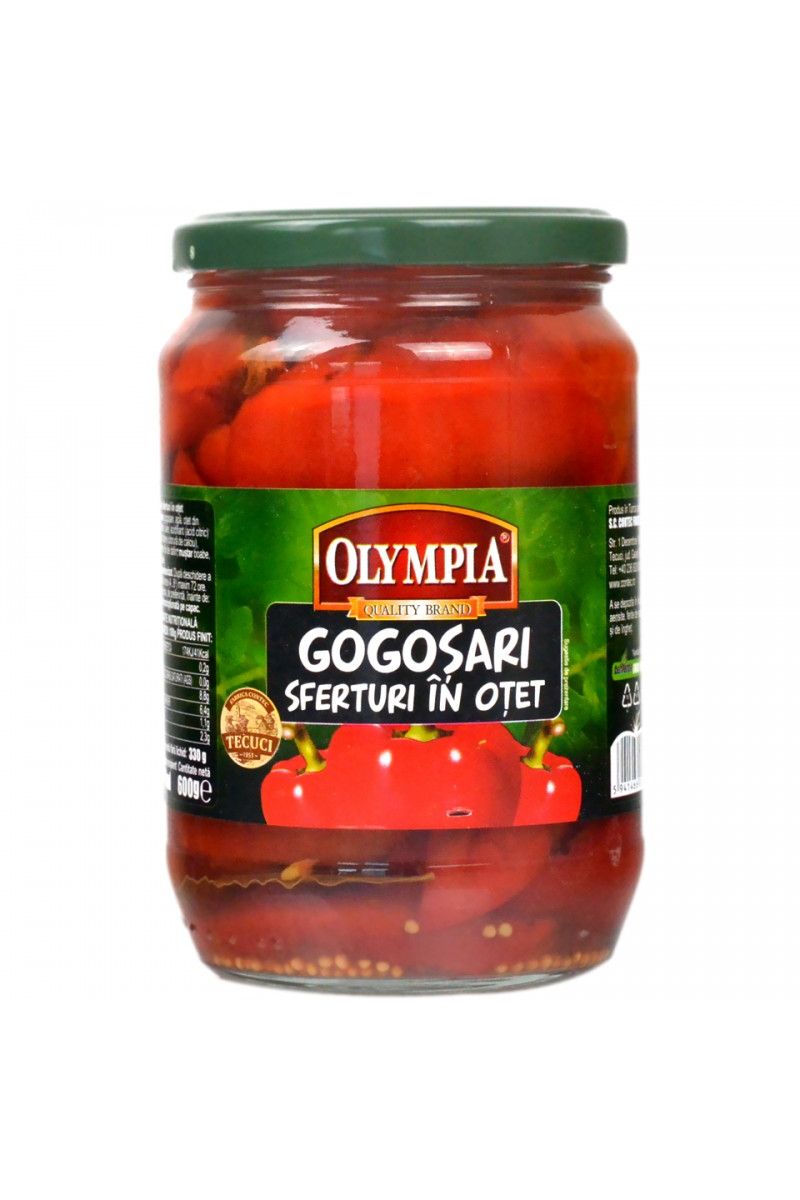 OLYMPIA - Sliced Red Bell Peppers in Vinegar - Gogosari Sferturi in Otet - 660g