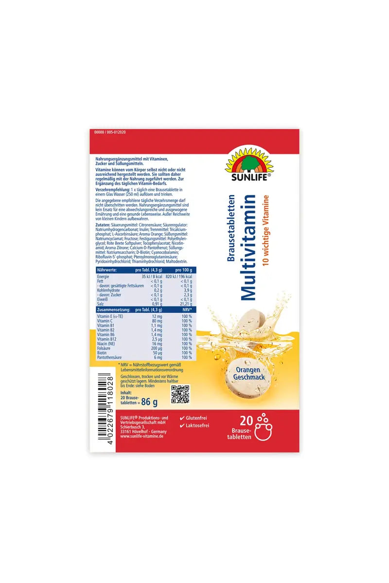SUNLIFE - Effervescent Tablets - MULTIVITAMIN - Orange Flavor