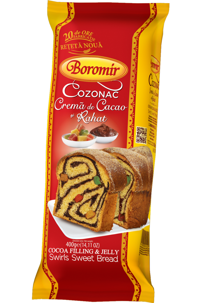 Boromir Cocoa Filling and Jelly Swirls Sweet Bread - Cozonac Crema de Cacao & Rahat