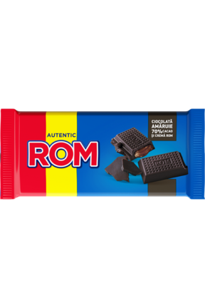 Romanian Chocolate Bar - ROM - 70% Cocoa - Ciocolata Amaruie Si Crema Rom