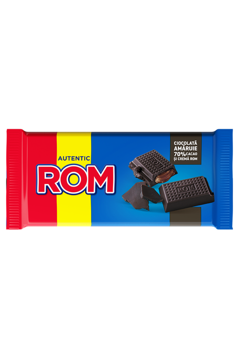 Romanian Chocolate Bar - ROM - 70% Cocoa - Ciocolata Amaruie Si Crema Rom