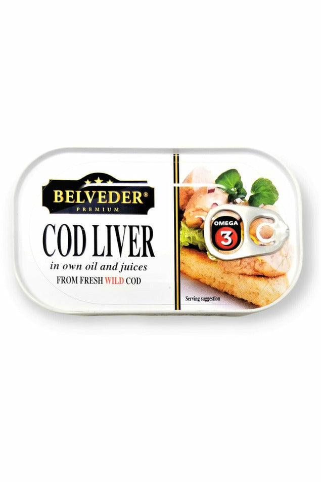 Belveder Premium Wild Cod Liver in Own Oil from Iceland 120g/4.2 Oz