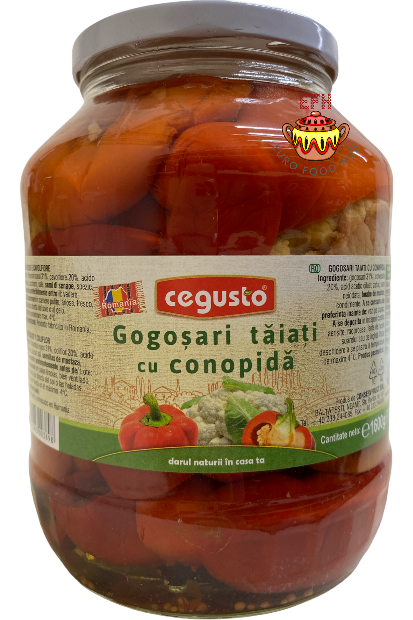 Pickled Bell Peppers with Cauliflower - Conservfruct - GOGOSARI Taiati cu Conopida 1.6 kg
